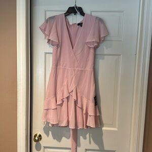 Blush ruffle dress